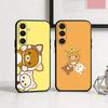 CUTE R-Relax K-kuma R-Rilakkuma Phone Case For Samsung  A73,72,71,A52,51,40,41,A22,A32,31,A13, Soft Black Shell