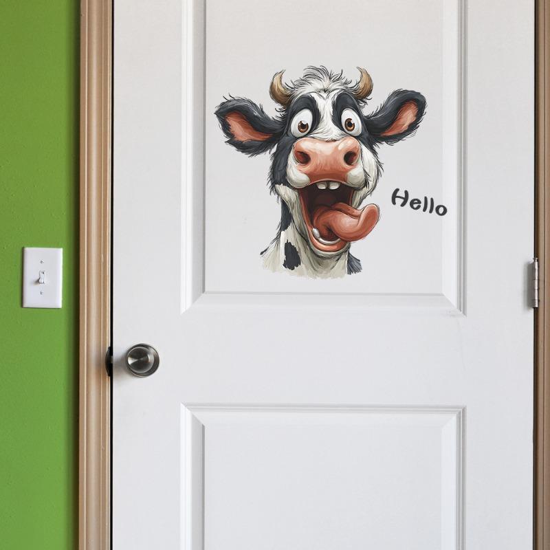 1PC Funny Cute Cartoon Cow Room Decoration Living Room Bedroom Decoration Toilet Stickers Wall Stickers