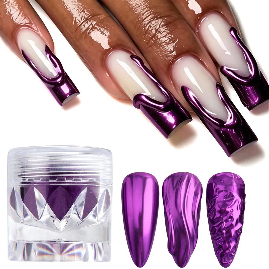 Xiaomi 1 Jar Purple Chrome Nail Powder Metallic Mirror Nail Art Pigment Dust Violet Nail Art Glitter Decoration Manicure Accessories
