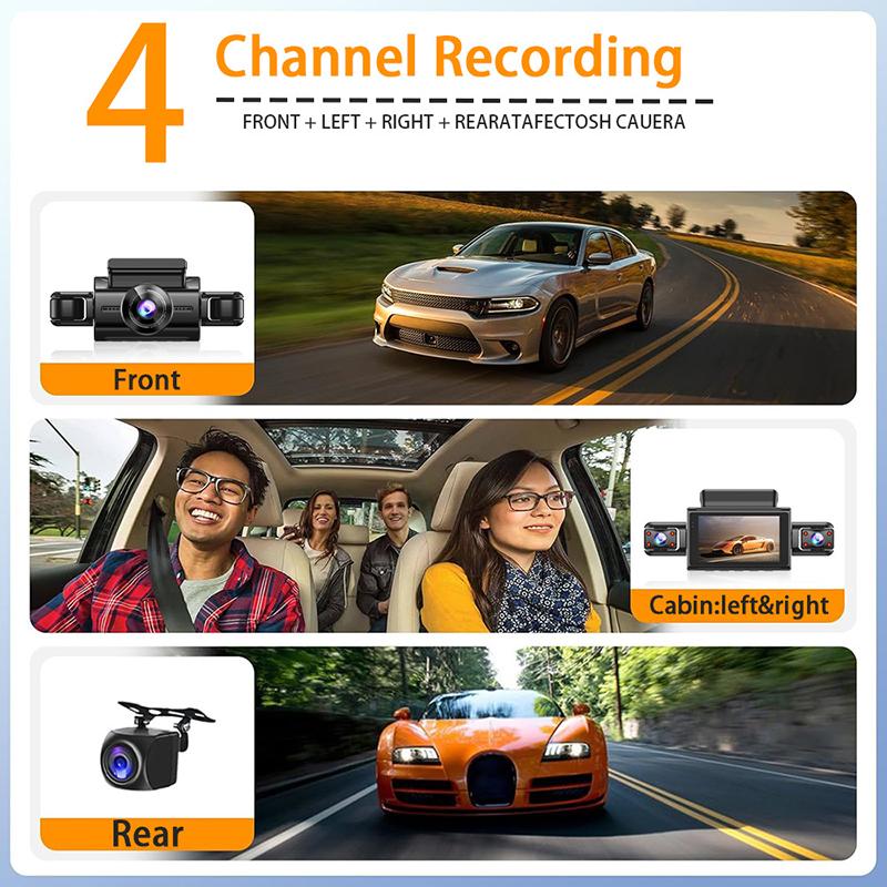 3/4 Channels 360° Dash Cam Video Recorder 1080P Car DVR 24H Parking Monitor Front Right With Rear View Night Vision Black Box
