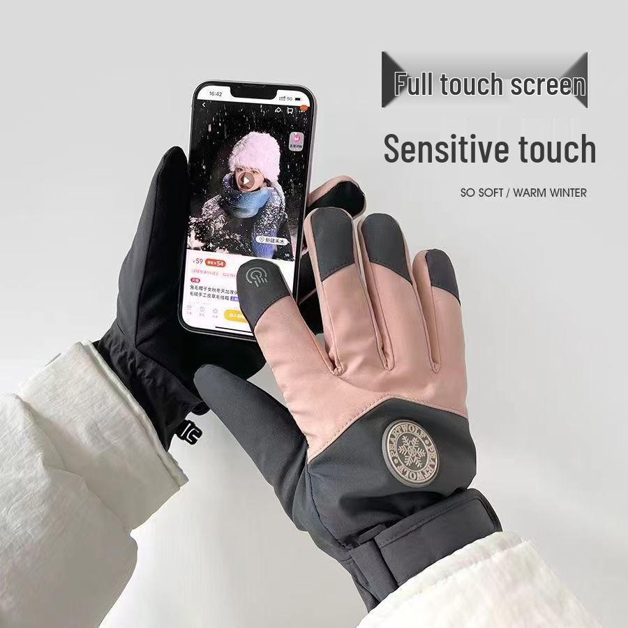 Fleece-Lined Waterproof Ski Gloves - Non-Slip, Touchscreen Compatible, for Men & Women, Thick, Windproof Winter Gloves for Cycling