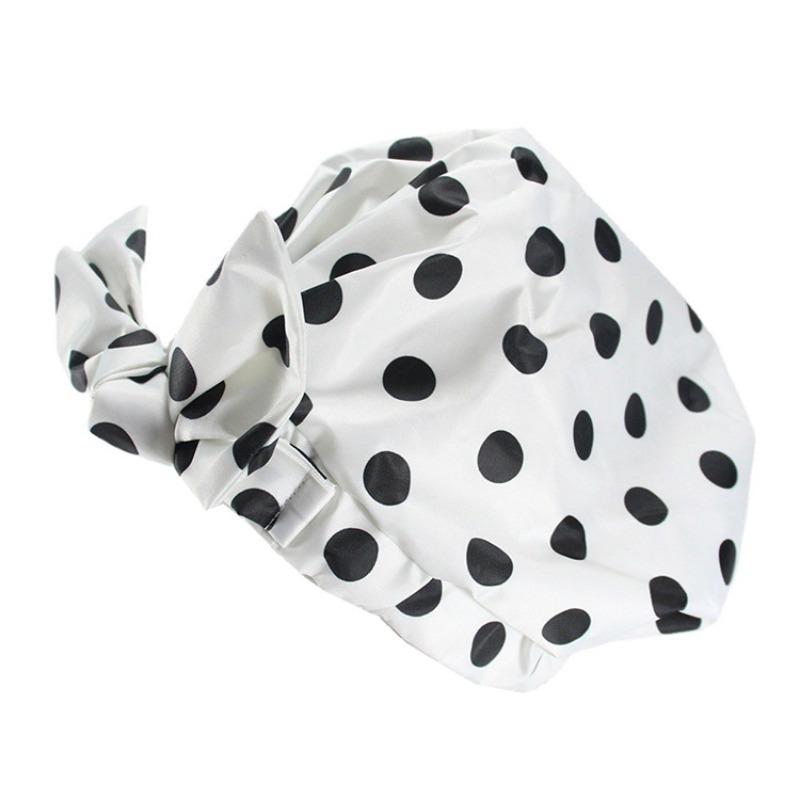 Brand new revised full circle elastic adjustment printed waterproof shower cap bow strap round hat