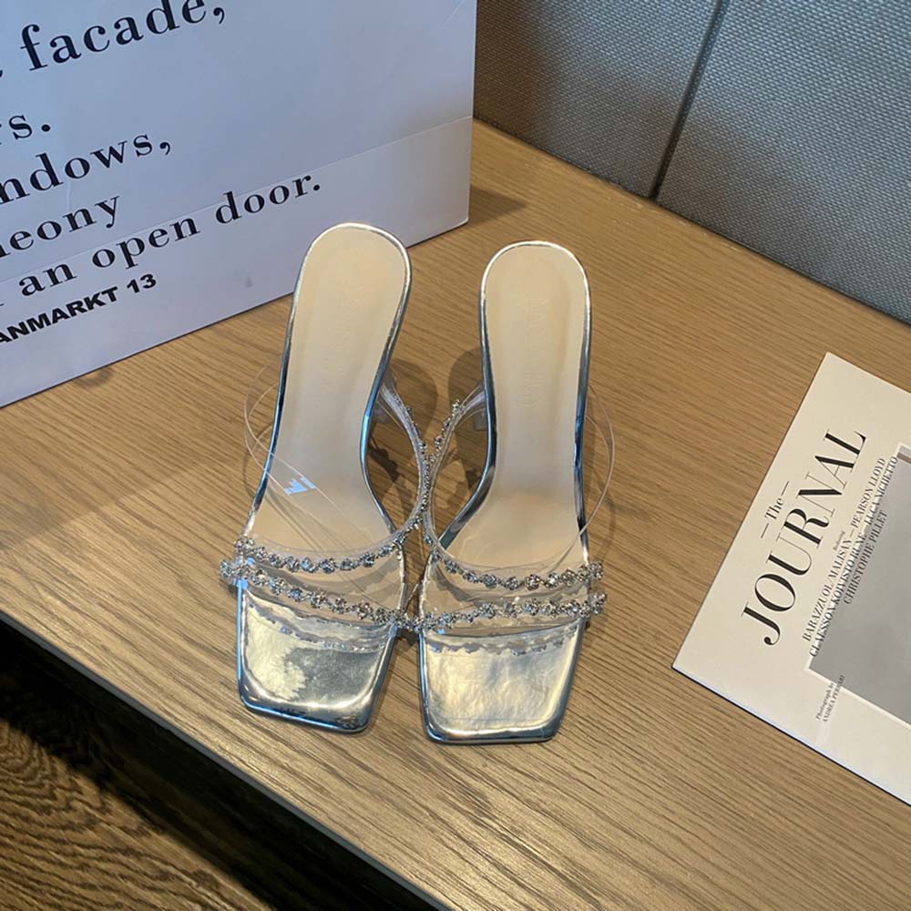 

мода повседневные женские тапочки шлепанцы тонкие высокие каблуки летние уличные туфли мюли туфли на шпильках туфли-лодочки для вечеринок платье свадебные туфли женские размер 39 5.5 золотой