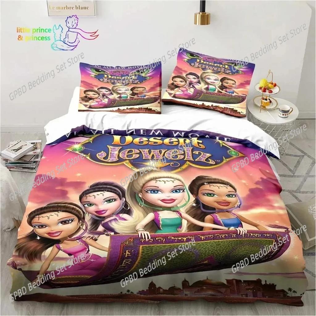 Cartoon Bratz Puppe Bettwäsche-Set Für Schlafzimmer Weiche Moderne Bettüberwürfe Bequeme Kinder Bettbezug Steppdeckenbezug Und Kissenbezug