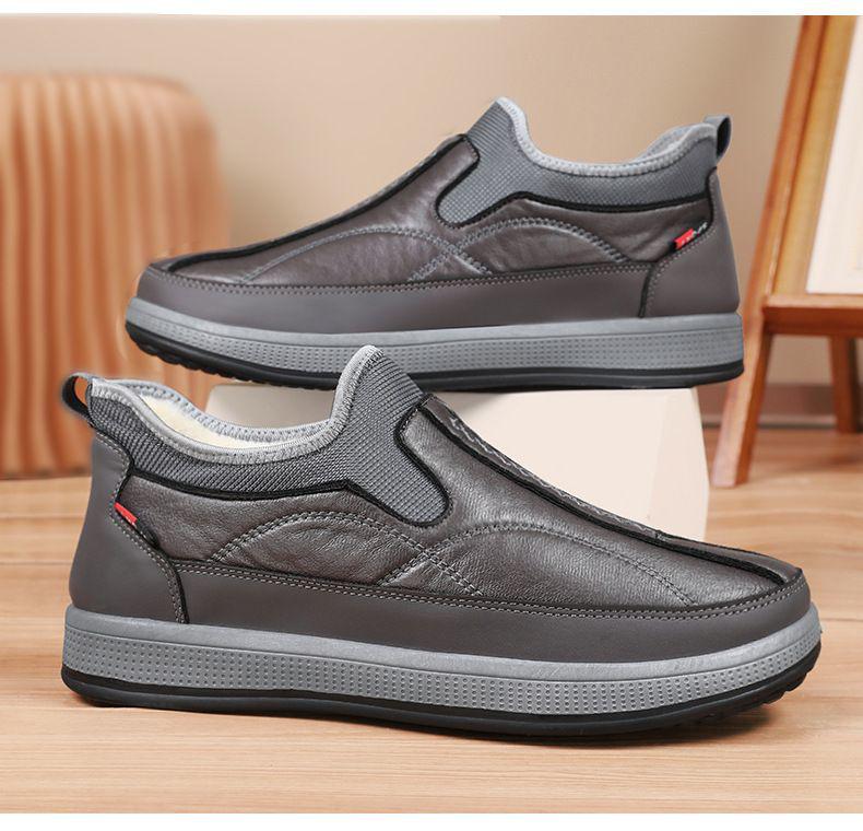 Men's Winter Fleece-Lined Waterproof Slip-On Cotton Boots | Non-Slip and Warm