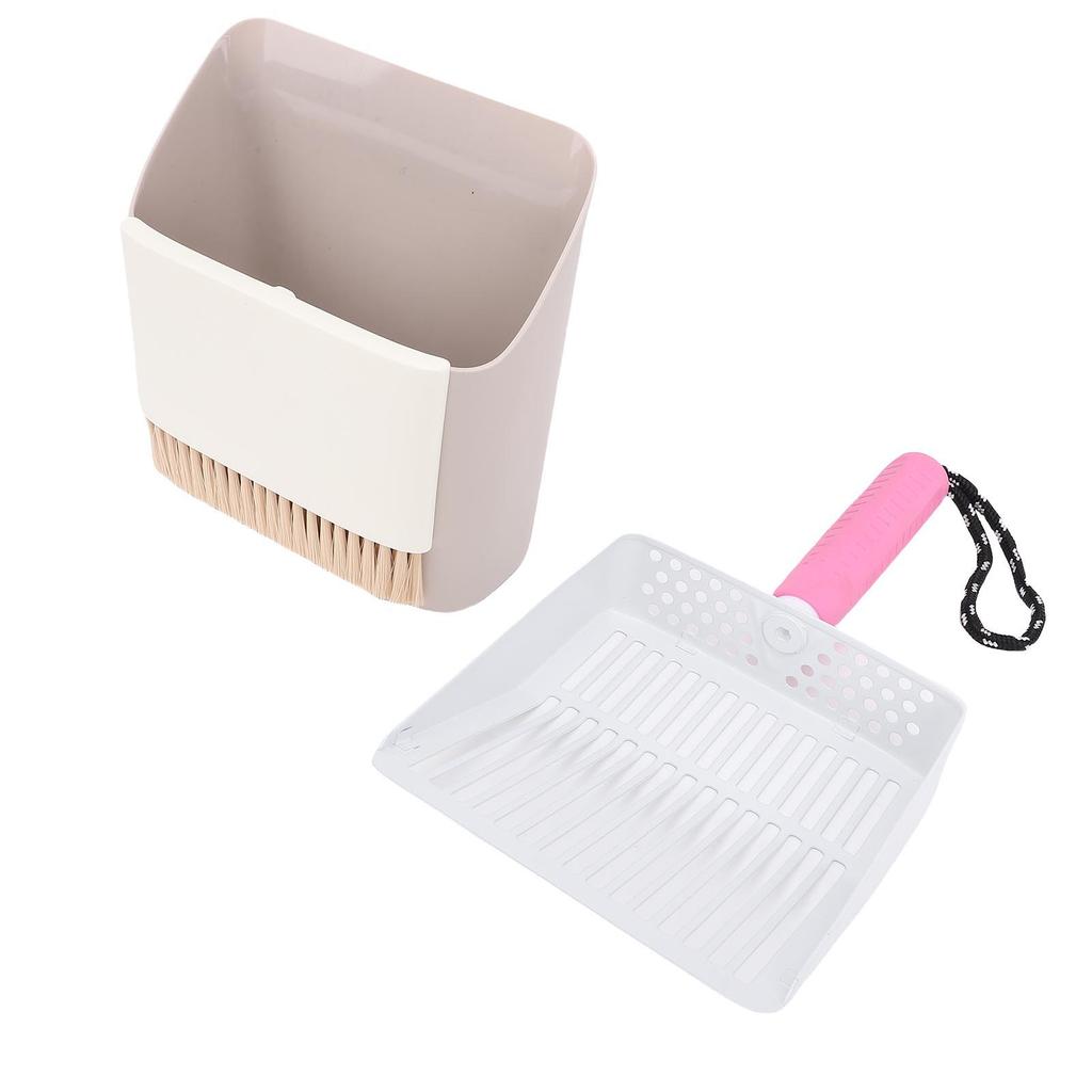 Cat Litter Scoop with Holder Base Broom Dustpan Set Detachable Stainless Steel Kitty Litter Scooper