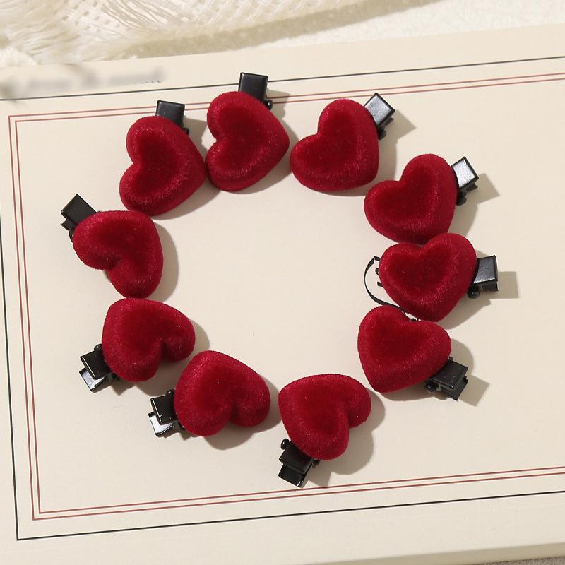 10Pcs Sweet Versatile Small Red Heart Star Hair Clips For Women Girls Elegant Hair Clip Exquisite Hair Accessories Gifts