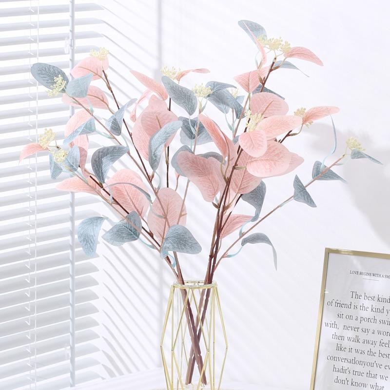1Pcs Eucalyptus Leaves Artificial Flowers Bouquet Fake Flowers for Home Decor Garden Wedding Decoration Outdoor Vase Ornament