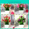 Lily Plastic Cherry Blossom Rose Flowers Potted Plant For Decor Home