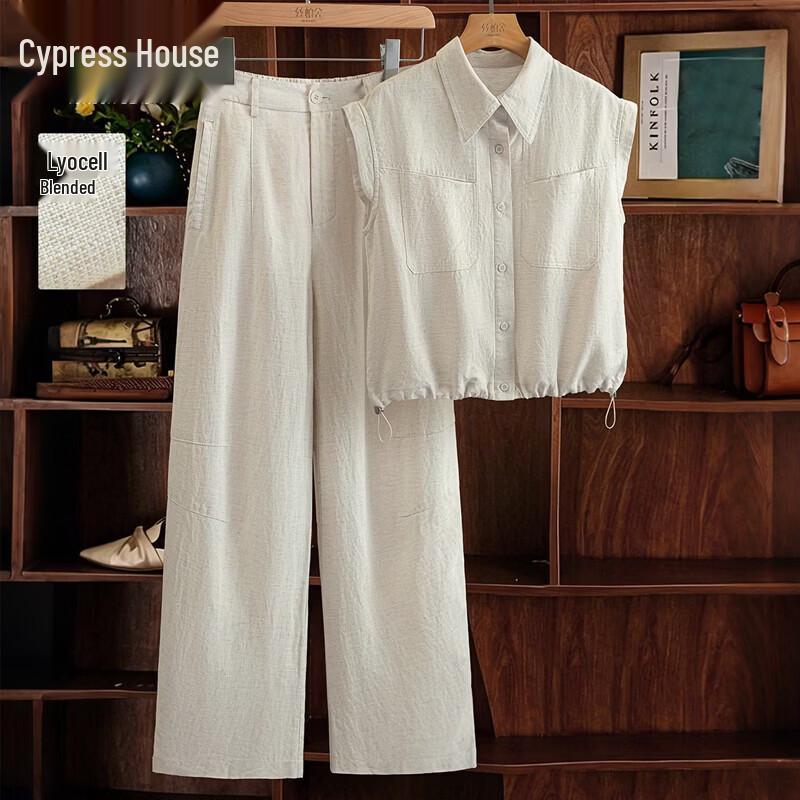 Women s Lyocell Linen Blend Two-Piece Set M
