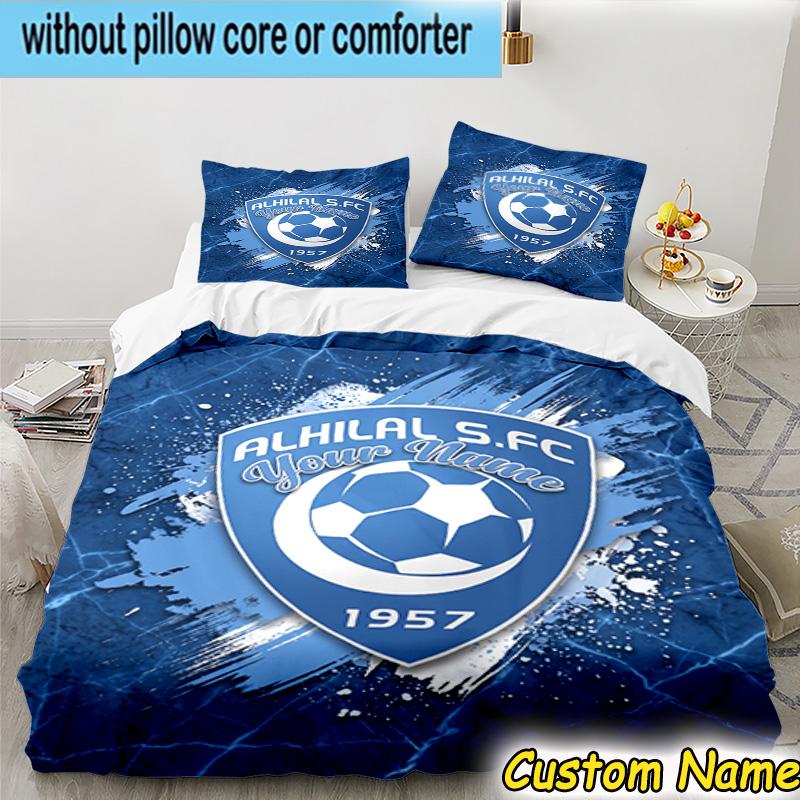 3pcs Custom Name Hilal FC Crest Bedding Set Includes 1 Duvet Cover & 2 Pillowcases for All Seasons Dormitory Home Decor Christmas Gifts