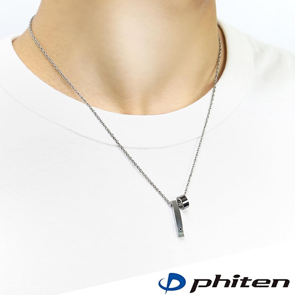 Phiten Black IP Ring Black Diamond Plate Double Parts Titanium Necklace Simple [Fefe] Fe-fe×phiten [Special Specifications]