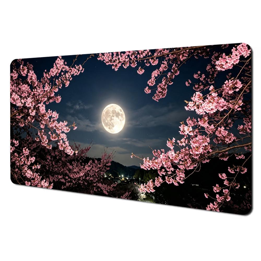 Sakura Moon Night Mouse Pad Large Computer Office Game Table Mats Xxl Rubber AntiSlip Gaming Keyboard Mousepads Long Desk Pads