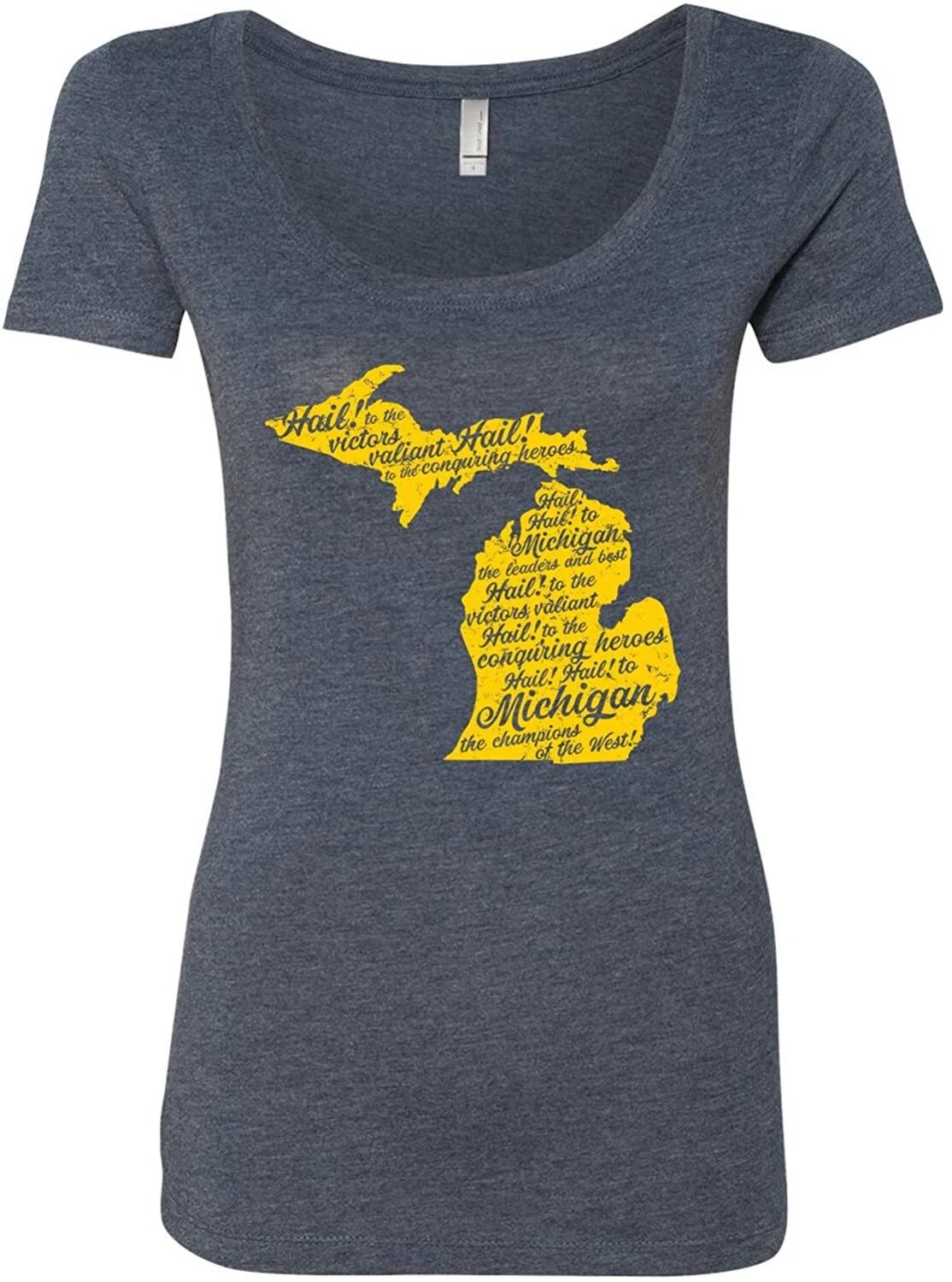 Michigan Wolverines Fight Song Womens Triblend Scoopneck - Vintage Navy XL