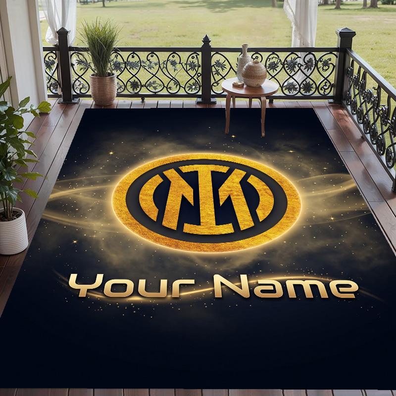 Custom Text Printed Rug Inter Milan Non Slip Floor Carpet For Home Room Decor