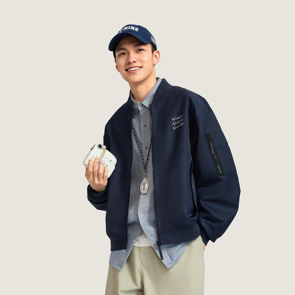 Li-Ning Loose Fit Baseball Collar Fashion Logo Jacket Men Jacket AJDV325-3