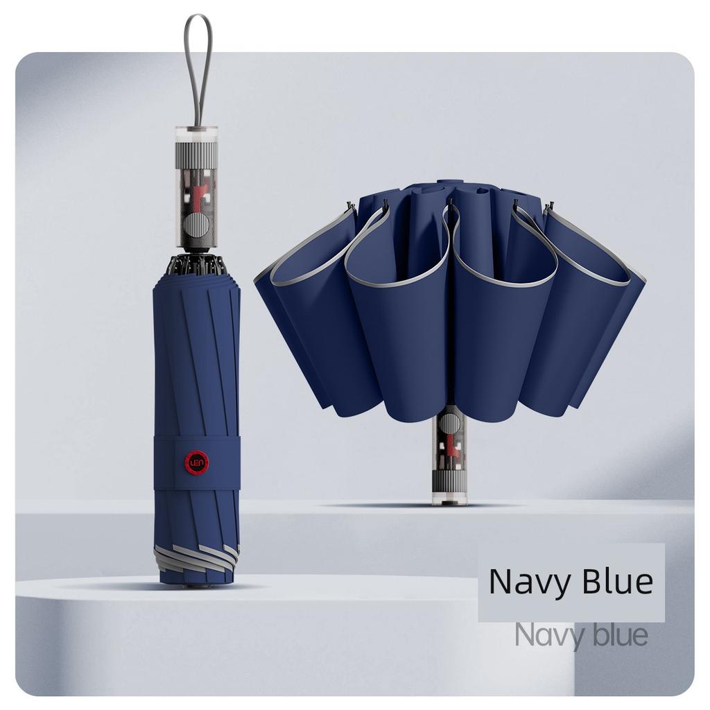 Mechanical Handle Umbrella, Fully Automatic, Enlarged, Reinforced, Thickened, Windproof, Heavy Rain Special Folding Umbrella for Men