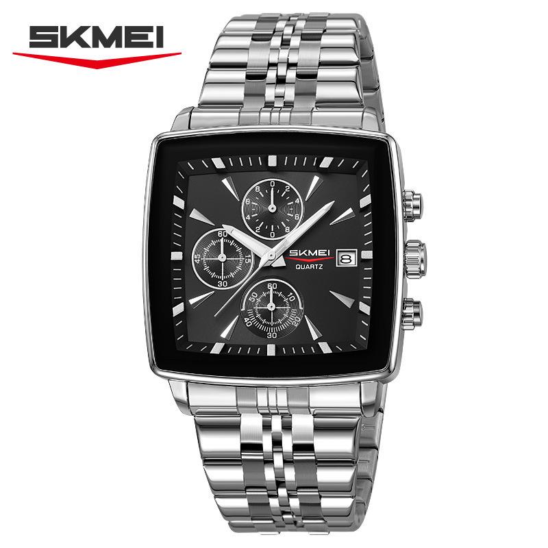 Shike Mei Men s Multifunctional Chronograph Watch - Waterproof, Luminous, Calendar, Steel Strap.