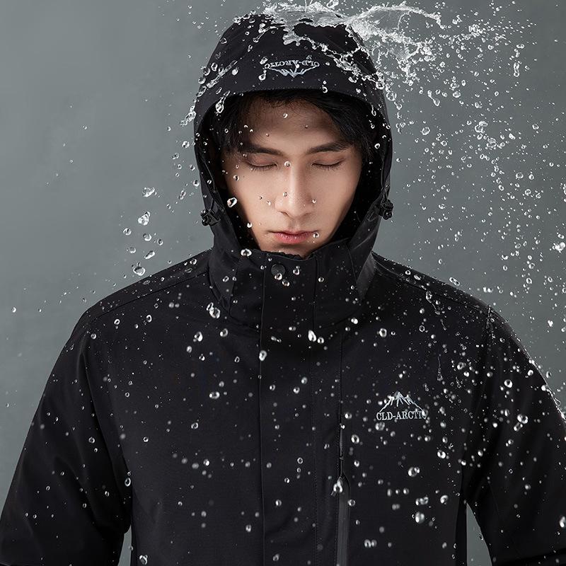 Goose down liner three-in-one down jacket men's and women's outdoor charge jacket anti-splashing ski jacket hooded casual jacket