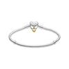 Pandora MOMENTS Disney Serie Herzförmige Schnalle Schlangenknochen Kette 925 Silber Armband Damen Silber 569563C01