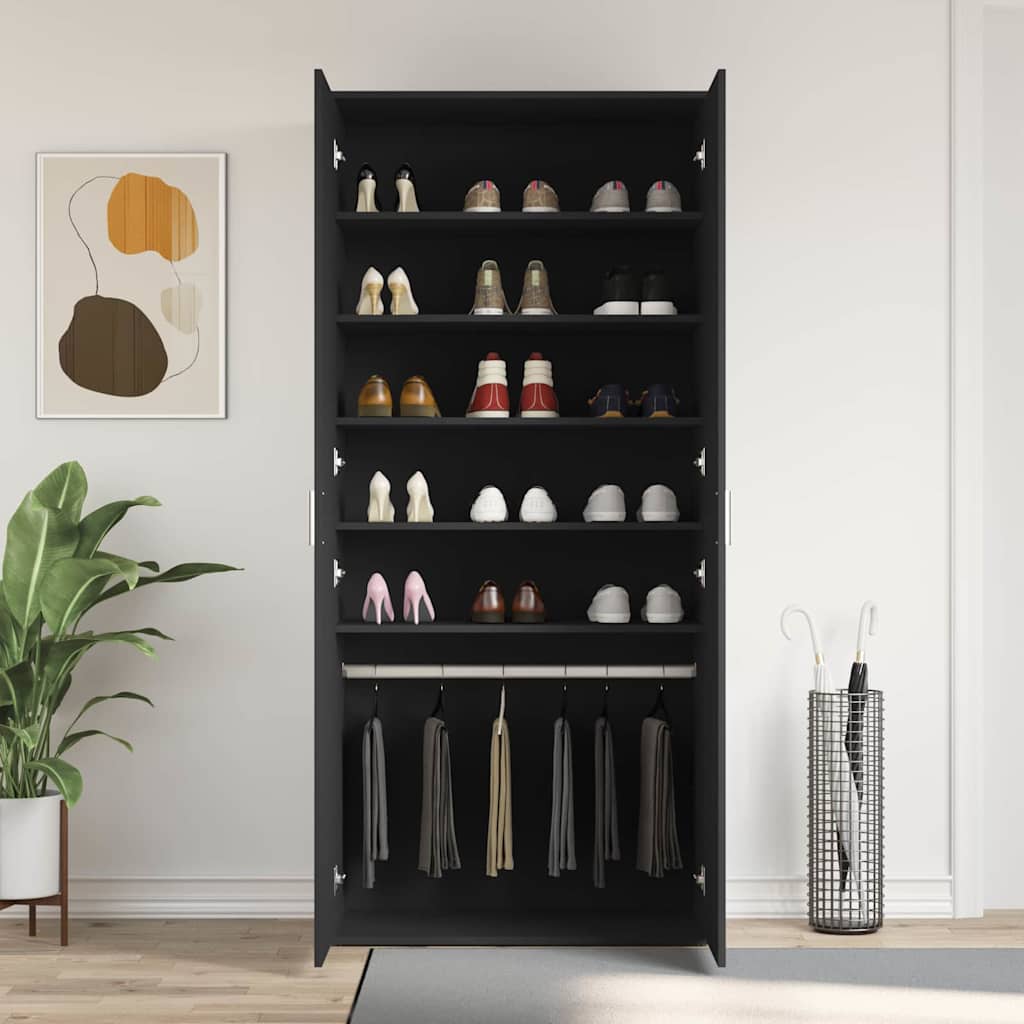 Shoe Cabinet with Shelf Black 80 x 39 x 178 cm Engineered Wood