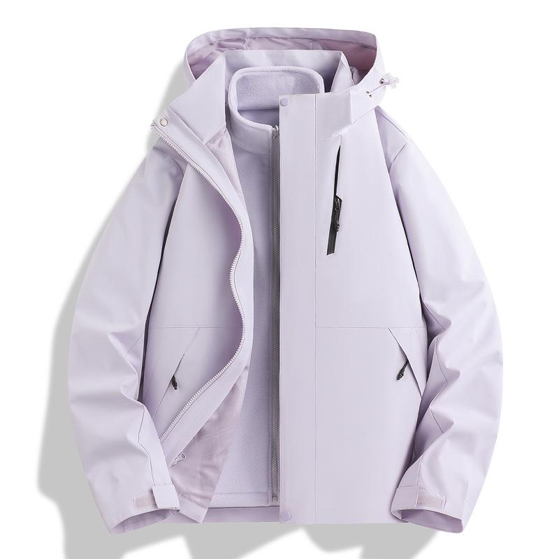 Unisex Outdoor Shell Jacket Set with Detachable Hood - Waterproof  Windproof for Autumn/Winter L