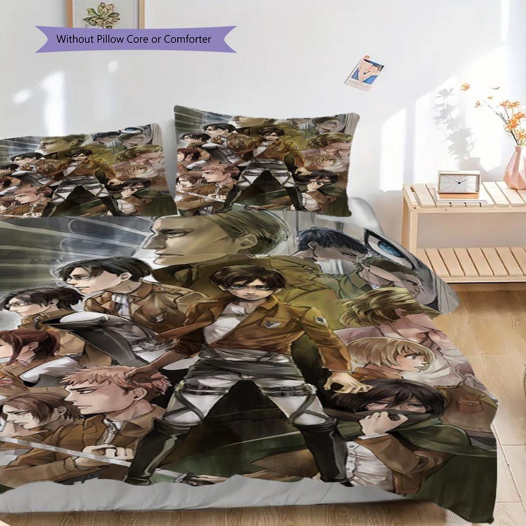 Attack Titan Comforter Set Threepiece Set 1 Duvet Cover 2 Pillowcase Without Core Duvet Cover And Pillowcase Soft And Comfortable