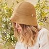 Genähte Logo Sommer-Strick-Eimerhut Beige