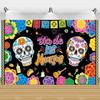 1ks mexický Den mrtvých Pozadí Kostlivci Kytara Dia De Muertos Slavnostní Dekorace Potřeby na večírek Fiesta Rekvizita pro focení