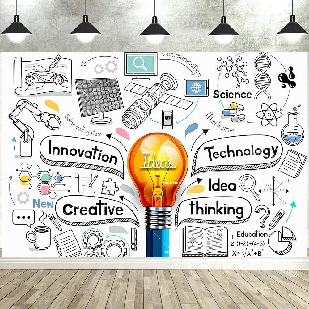 Dewprint Science Themed Background Banner for Chemistry Math Geometry and Physics Back to school Party Decoration Banner
