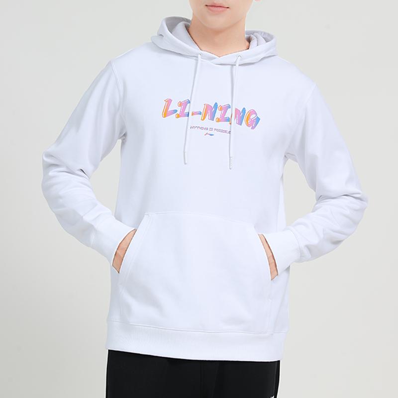 Li Ning Letter Logo Casual Knitted Sports Long Sleeve Sweatshirt Unisex Sweatshirt White AWDTE01-2