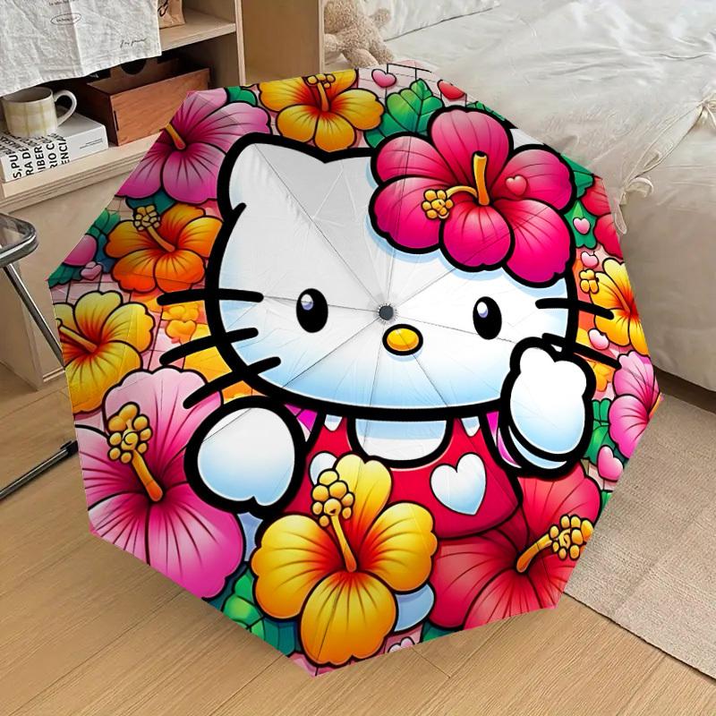 1pc Hello Kitty Automatic Folding Umbrella] Durable Iron Frame & Rod, Portable Folding, Makes a Great Holiday Gift yy251016273