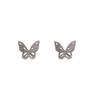 JWER Bling Earrings For Women Butterfly Zircon Ear Jewelry Vintage Wedding Earrings Student Ladies Silvery Wholesale Female