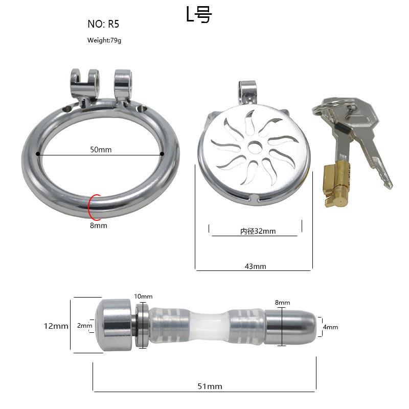 Men Short CB Lock Penis Cage Cock Lock Stainless Steel Chastity Lock Sex Toy Femdom BDSM Cock Ring Ball Stretcher