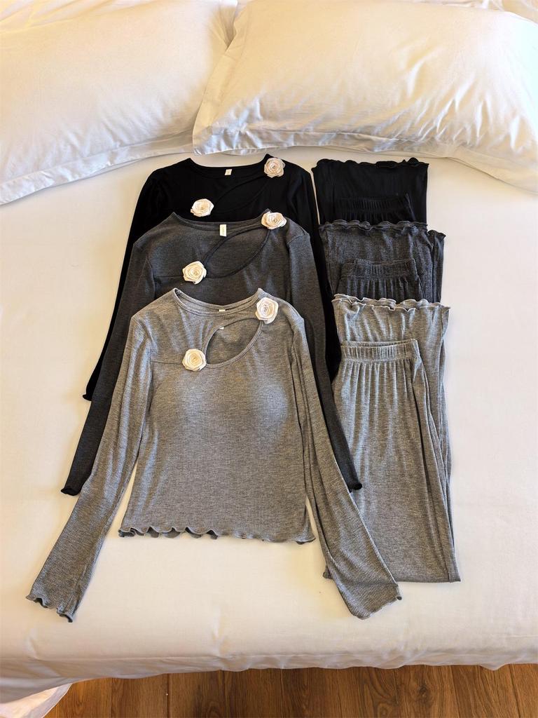 Women's Modal Pajamas: Spring-Fall Long Sleeve & Pants Set with Chest Pads - Pure Desire Style