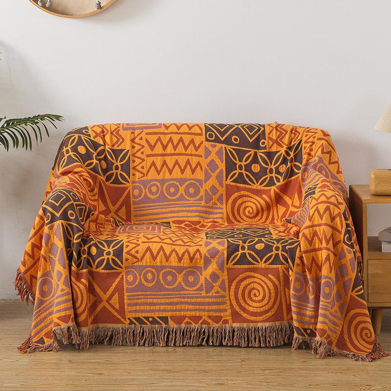 Four-layer Bohemian Style Cotton Gauze Tassel Throw Blanket Towel Quilt Sofa Towel Summer Multi-functional Gauze Blanket For Home