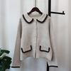Autumn and Winter New Retro Contrasting Colors Hong Kong Flavor Knitted Cardigan Soft Waxy Design Temperament Loose Sweater Jacket Women