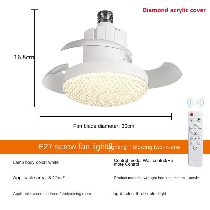 Modern Invisible Fan Light with Remote Dimmable Led E27 Socket Smart Dining Room Hidden Fan Lights Bedroom Fan Lamps AC85-265V