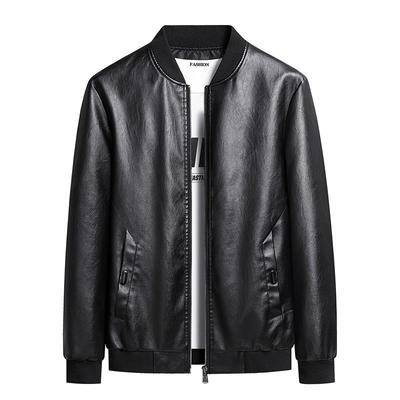 Leather Jacket PU Leather Jacket Baseball Collar Non Hooded Leather Jacket Men's Jacket Oversized Leather Jacket