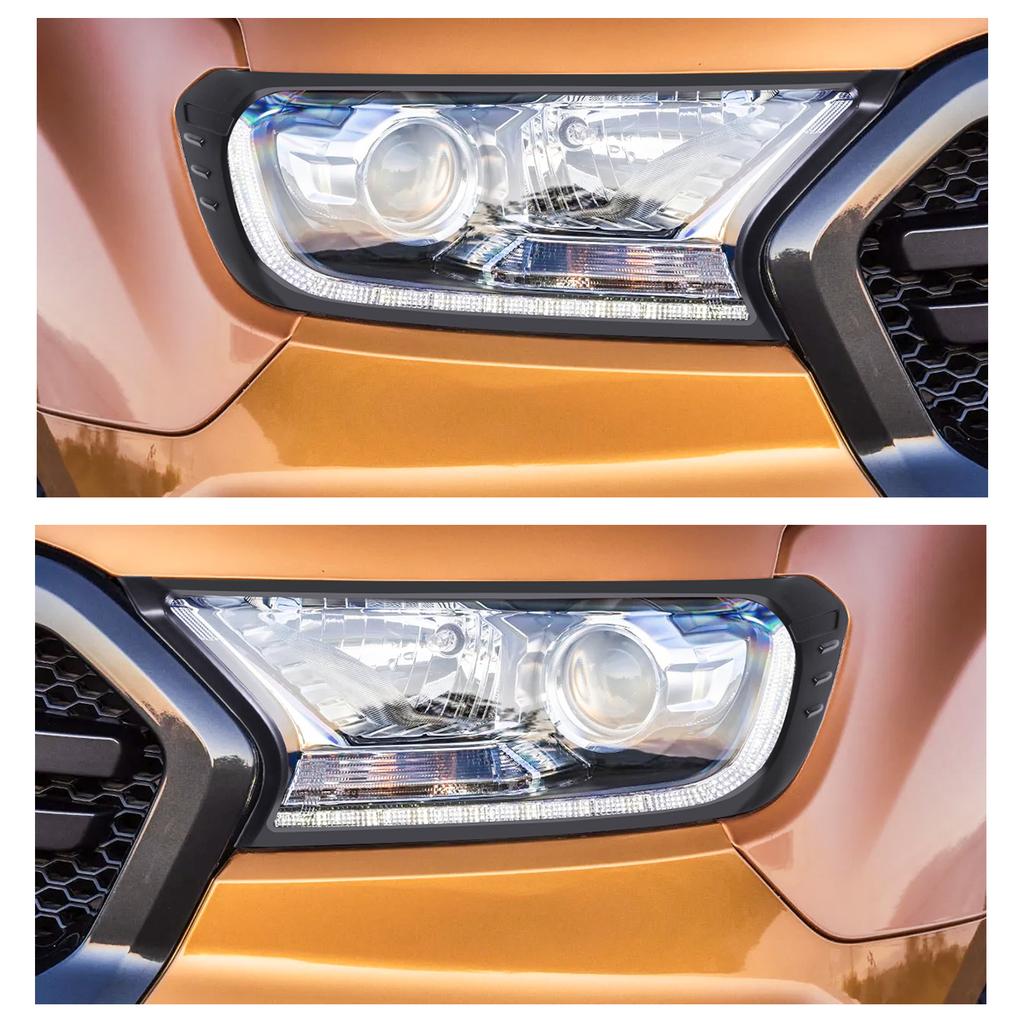 Rear Lamp Hoods Protector Tail Lights Headlight Cover Trim For Ford Ranger 2015-2025 T6 T7 T8 Wildtrak XLT XLS Sport Raptor