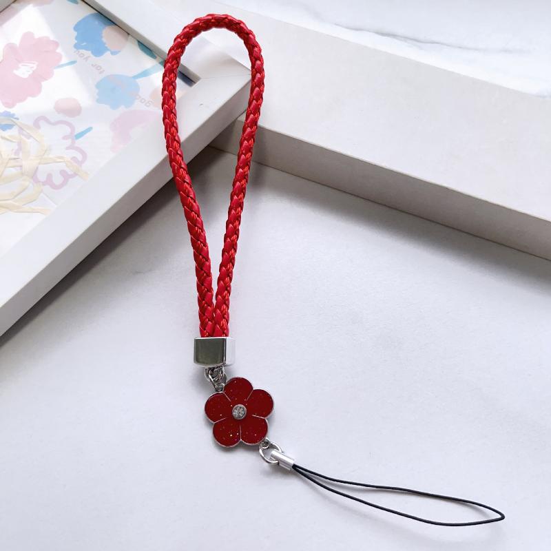 Braided Phone Wrist Lanyard With Durable Woven Strap Cute Flower Pendant For Phones Keys Daily Use
