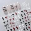 Aha 3D Nail Art Stickers - European & American Style, Red, Black & White Polka Dots, Cross & English Letters Design
