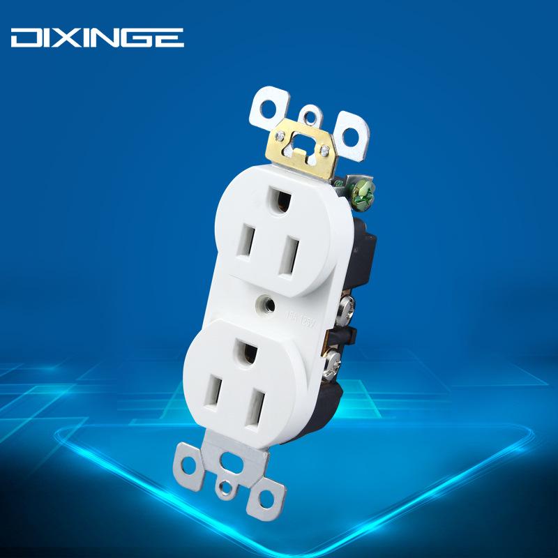 Dual 15A American Standard Three-Pin Double Gang Wall Socket