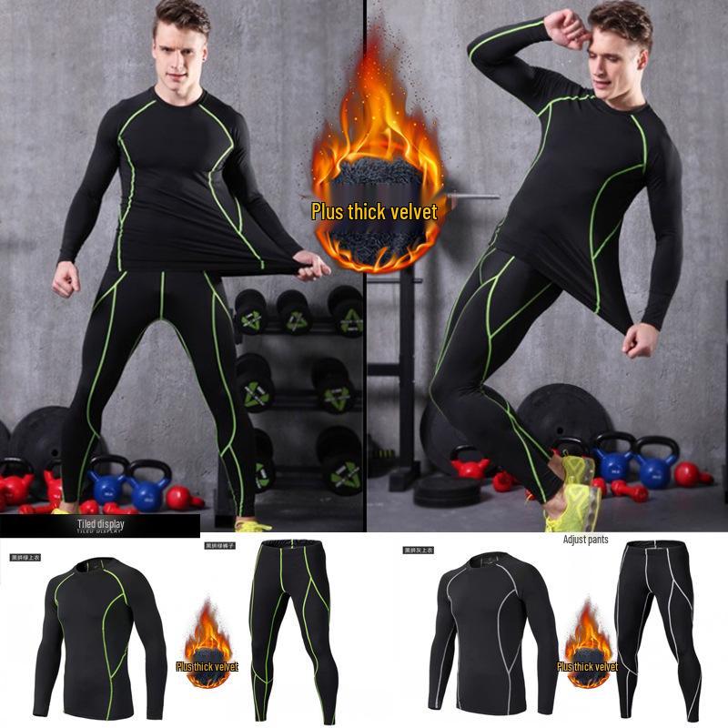 Herren Fleecegefütterter Kompressionsanzug: Warme, schnelltrocknende Basisschicht zum Laufen und Trainieren