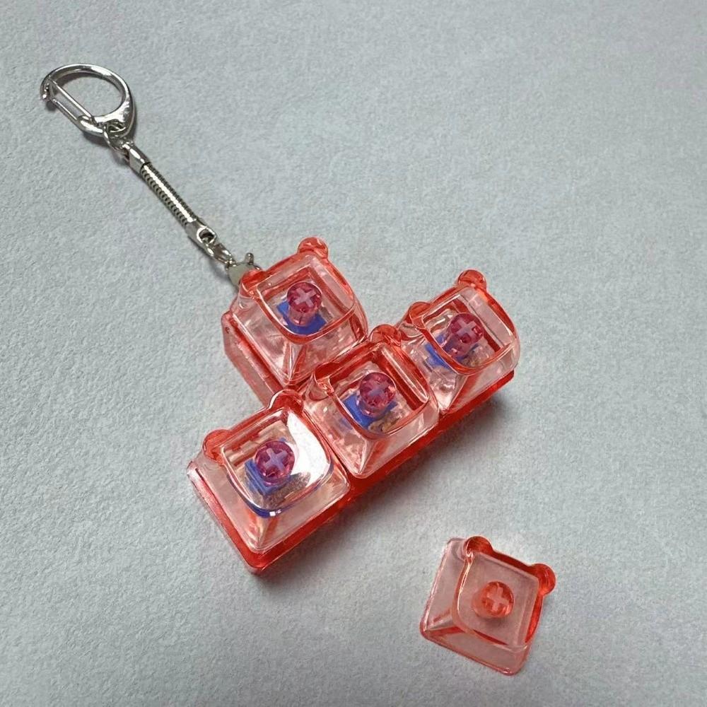 New 2/3/4 Keys Keyboard Keychain Key Button Pass The Time Keycap Keychain Transparent Stress Relief Pinch Adult