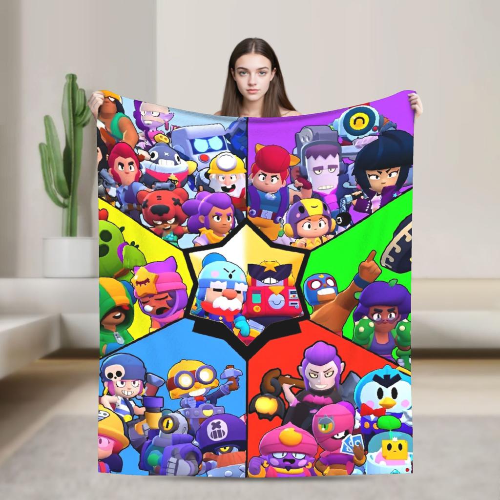 Emz Spike Squeak-Brawlld Blankets Cartoon Game Flannel Funny Warm Throw Blanket for Home Summer