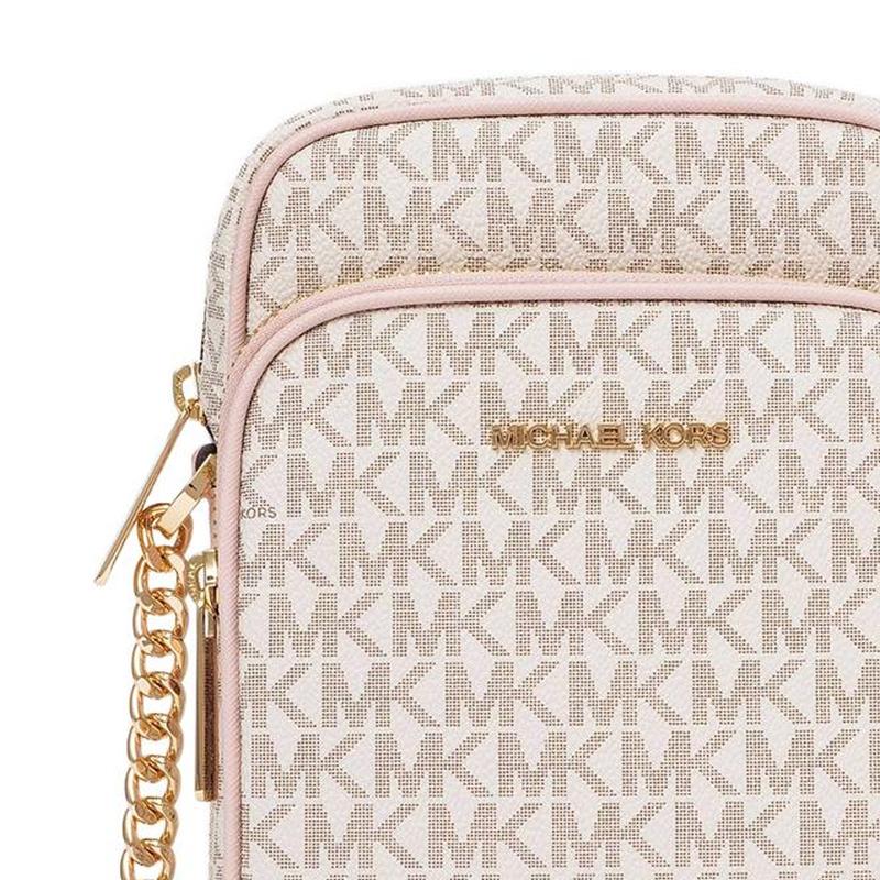 Michael Kors Jet Set Travel Girls 15 Classic Presbyopia Zipper Closure Coated Canvas Crossbody Bag Medium Women's Pink Blush