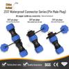 Central Link ZS17 Waterproof Energy Connector: Male Aviation Plug + Female Socket with Mating Nut Flange