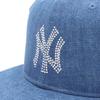 New Era 59FIFTY Rhinestone MLB York Yankees Washed Denim Cap Blue Damaged Distressed Baseball Hat Flat Brim ONSPOTZ Exclusive 15206611