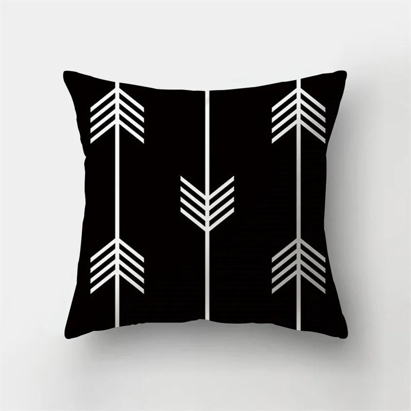 Simple Yellow Black Geometric Cushion Cover For Sofa Wave Line Square Pillow Case Letter Pillowslip Household Home Decor